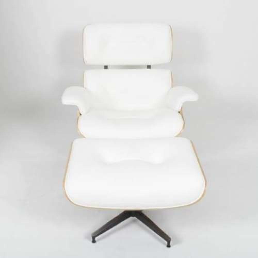Eames Replica Lounge Chair & Ottoman - 4-Star - Premium Leather - White Armchair Fast shipping On sale