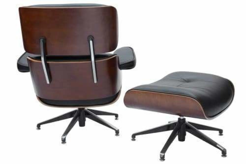 Eames Replica Lounge Chair & Ottoman - 5 - Star - Premium Leather - Black Armchair Fast shipping On sale