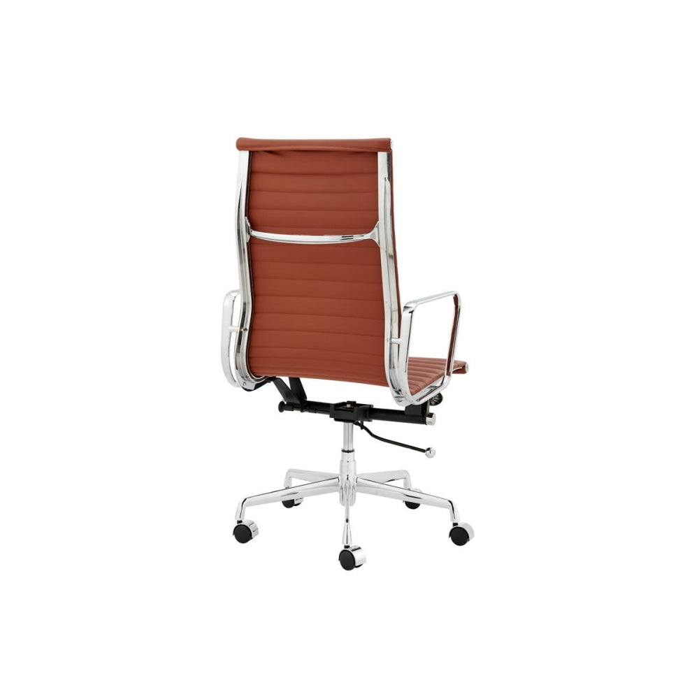 Eames Replica Standard Aluminium High Back Office Computer Work Task Chair - Tan Leather Fast shipping On sale