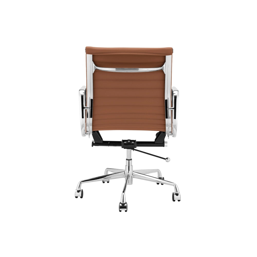 Eames Replica Standard Aluminium Low Back Office Computer Work Task Chair - Tan Leather Fast shipping On sale