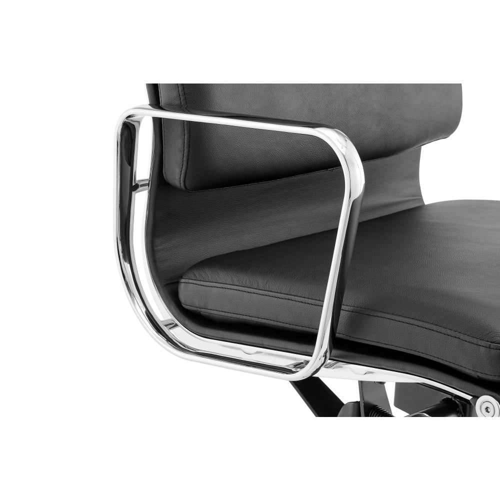 Eames Replica Standard Aluminium Padded High Back Office Computer Work Task Chair - Black Leather Fast shipping On sale