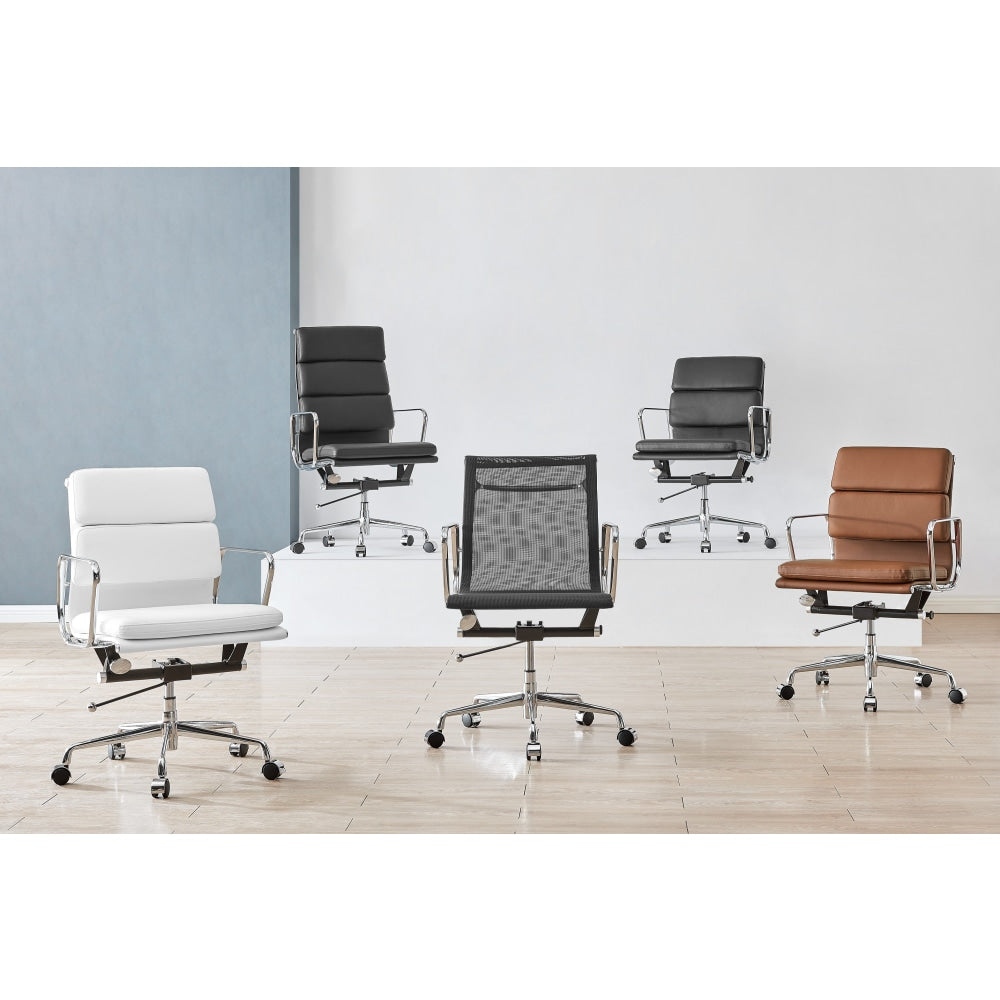 Eames Replica Standard Aluminium Padded High Back Office Computer Work Task Chair - Black Leather Fast shipping On sale