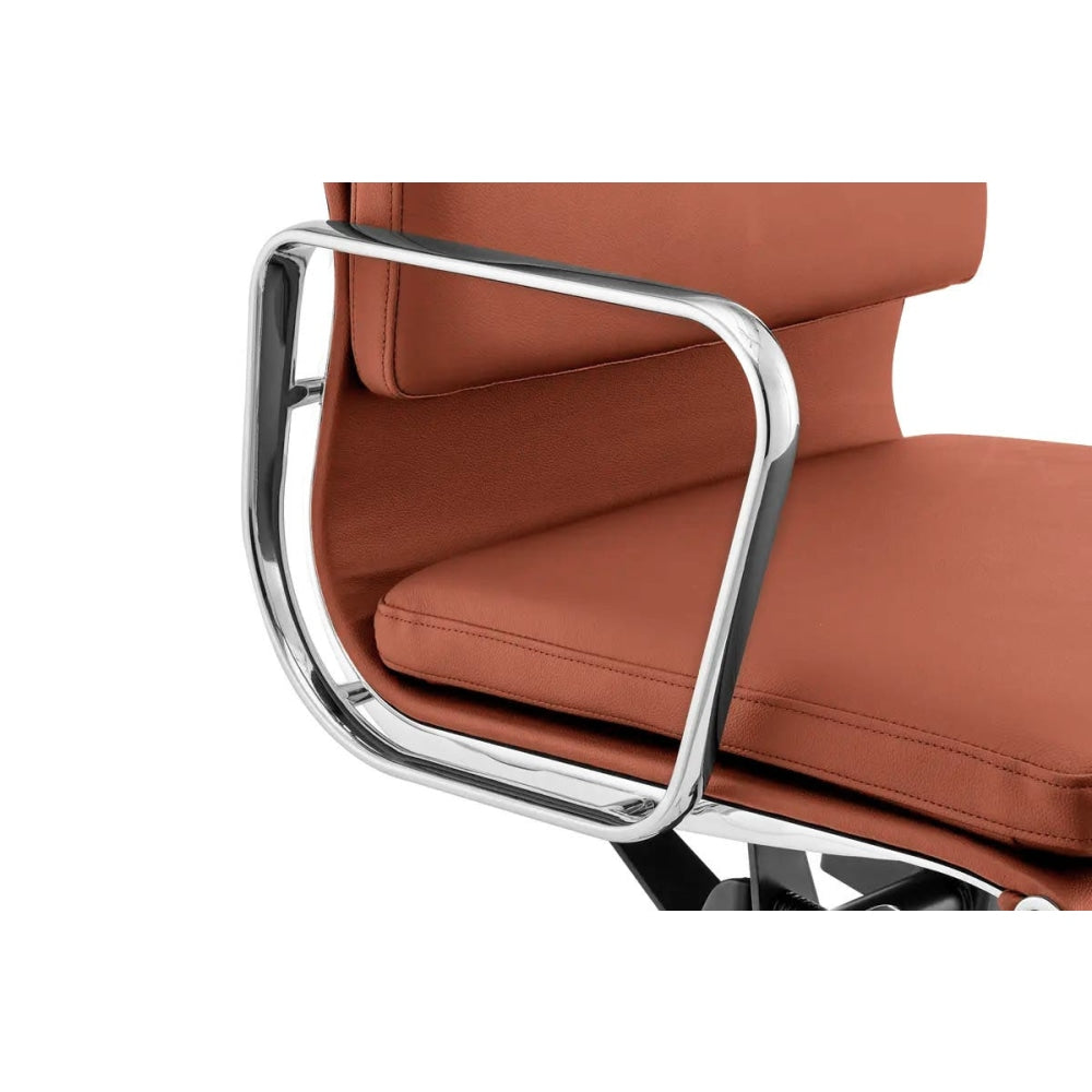 Eames Replica Standard Aluminium Padded Low Back Office Computer Work Task Chair - Tan Leather Fast shipping On sale