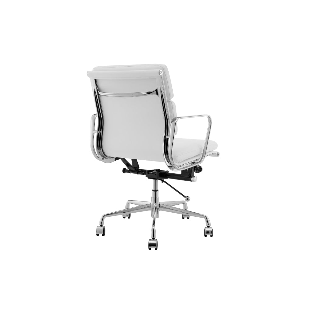 Eames Replica Standard Aluminium Padded Low Back Office Computer Work Task Chair - White Leather Fast shipping On sale