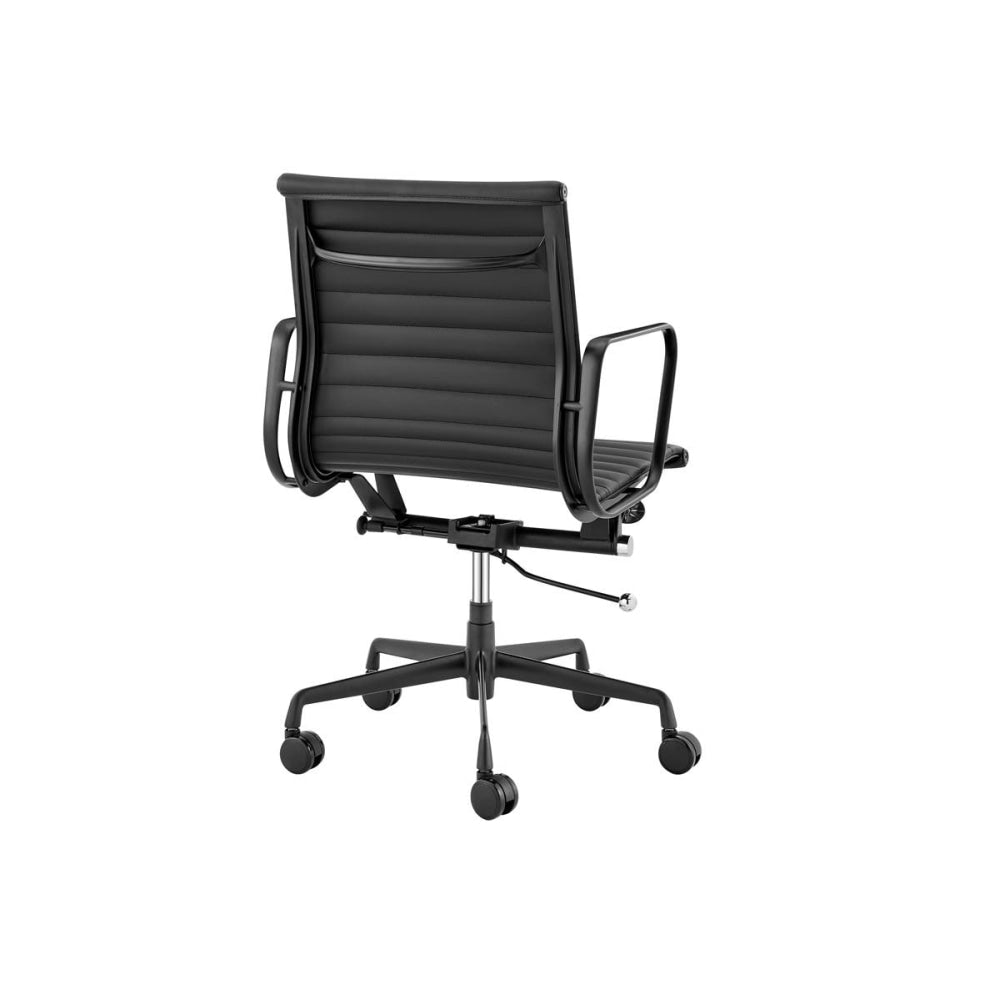 Eames Replica Standard Matte Black Aluminium Low Back Office Computer Work Task Chair - Leather Fast shipping On sale