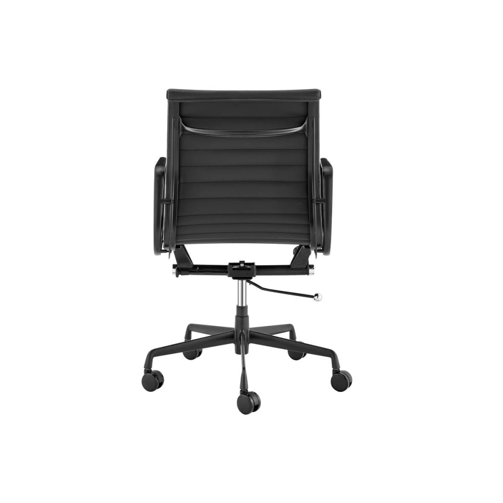 Eames Replica Standard Matte Black Aluminium Low Back Office Computer Work Task Chair - Leather Fast shipping On sale