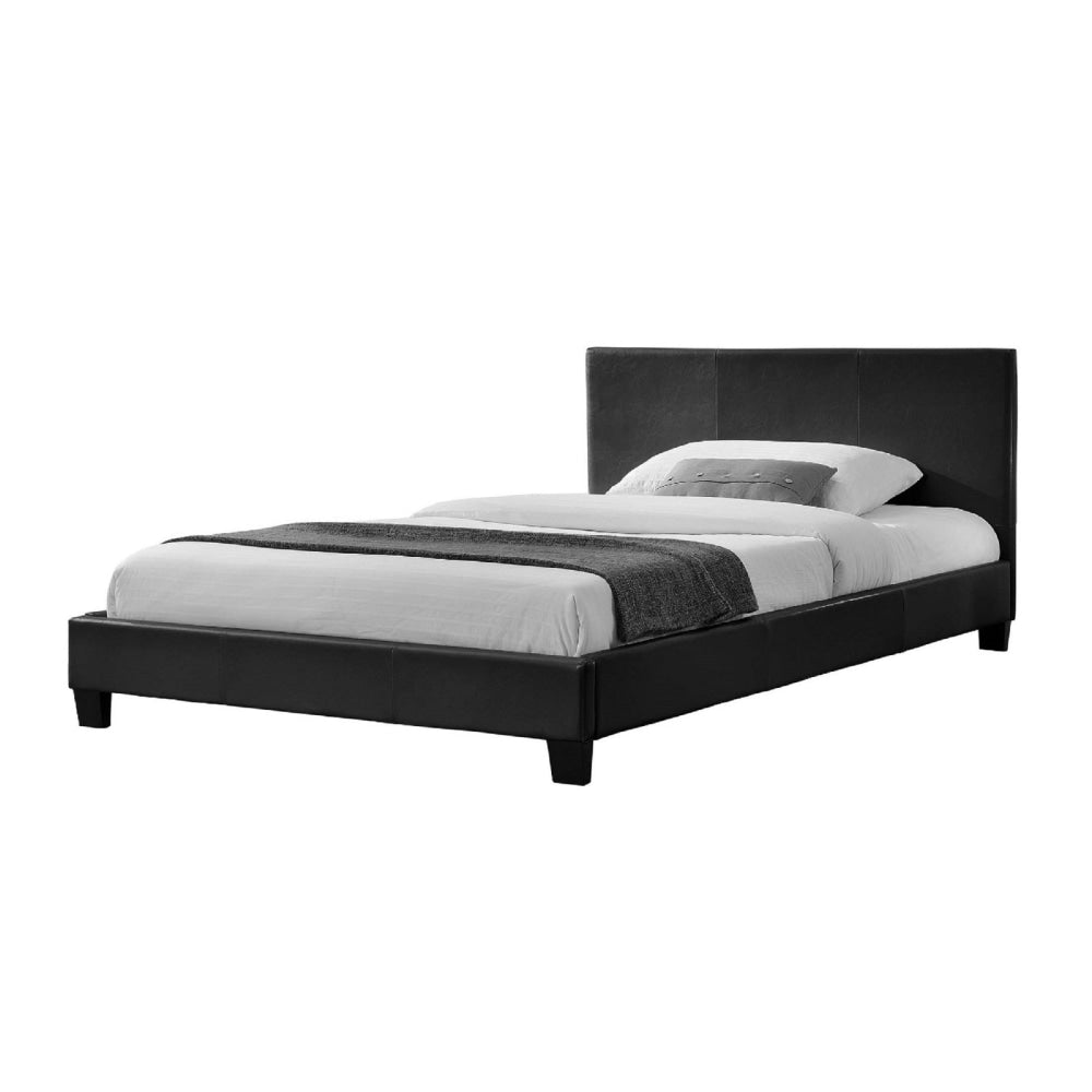 Modern Designer PU Leather Double Bed Frame With Headboard - Black Fast shipping On sale