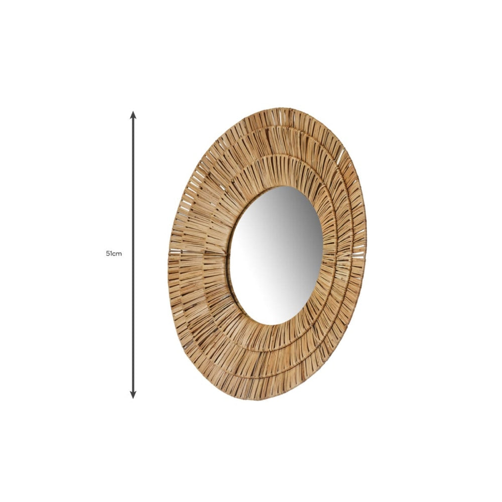 Edie Iron & Hand-Woven Crane Frame Round Wall Mirror Natural Fast shipping On sale