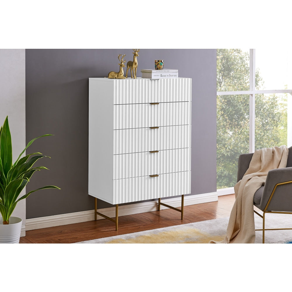 Edinburgh Modern Chest of-5 Drawers Tallboy Storage Cabinet - White Of Fast shipping On sale