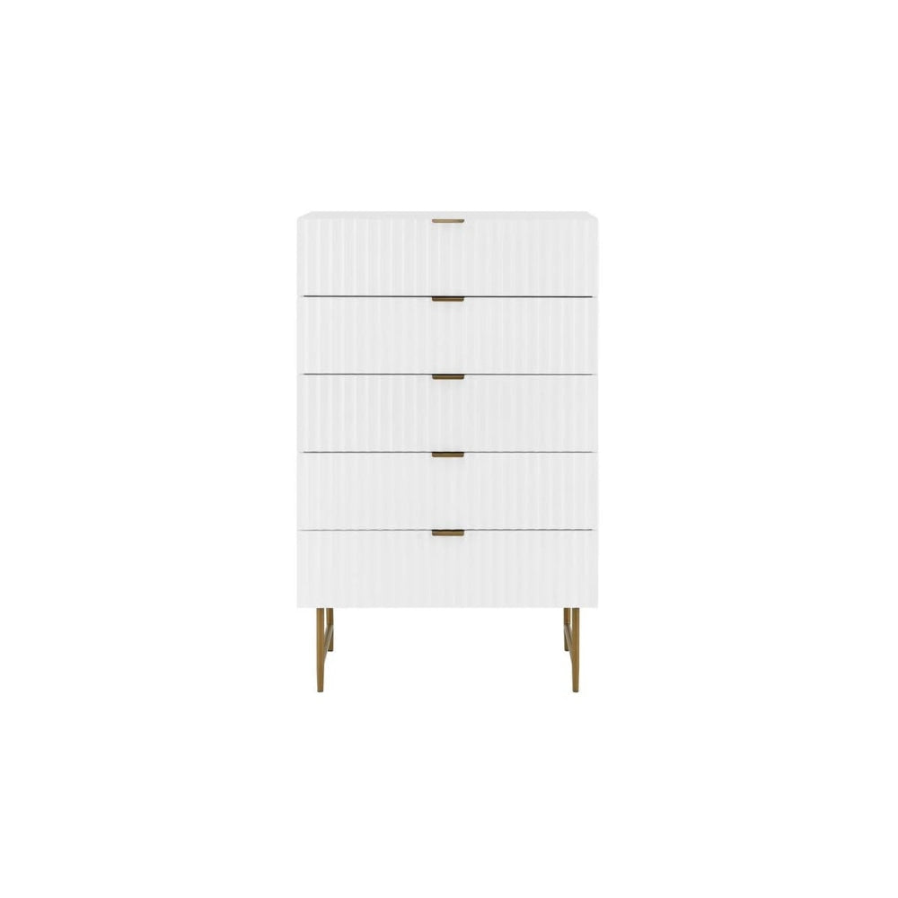 Edinburgh Modern Chest of-5 Drawers Tallboy Storage Cabinet - White Of Fast shipping On sale