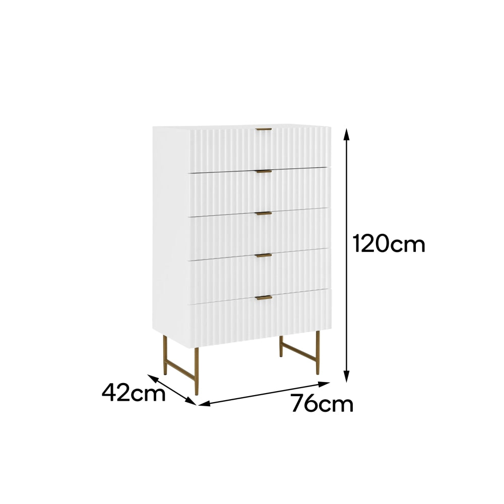 Edinburgh Modern Chest of-5 Drawers Tallboy Storage Cabinet - White Of Fast shipping On sale