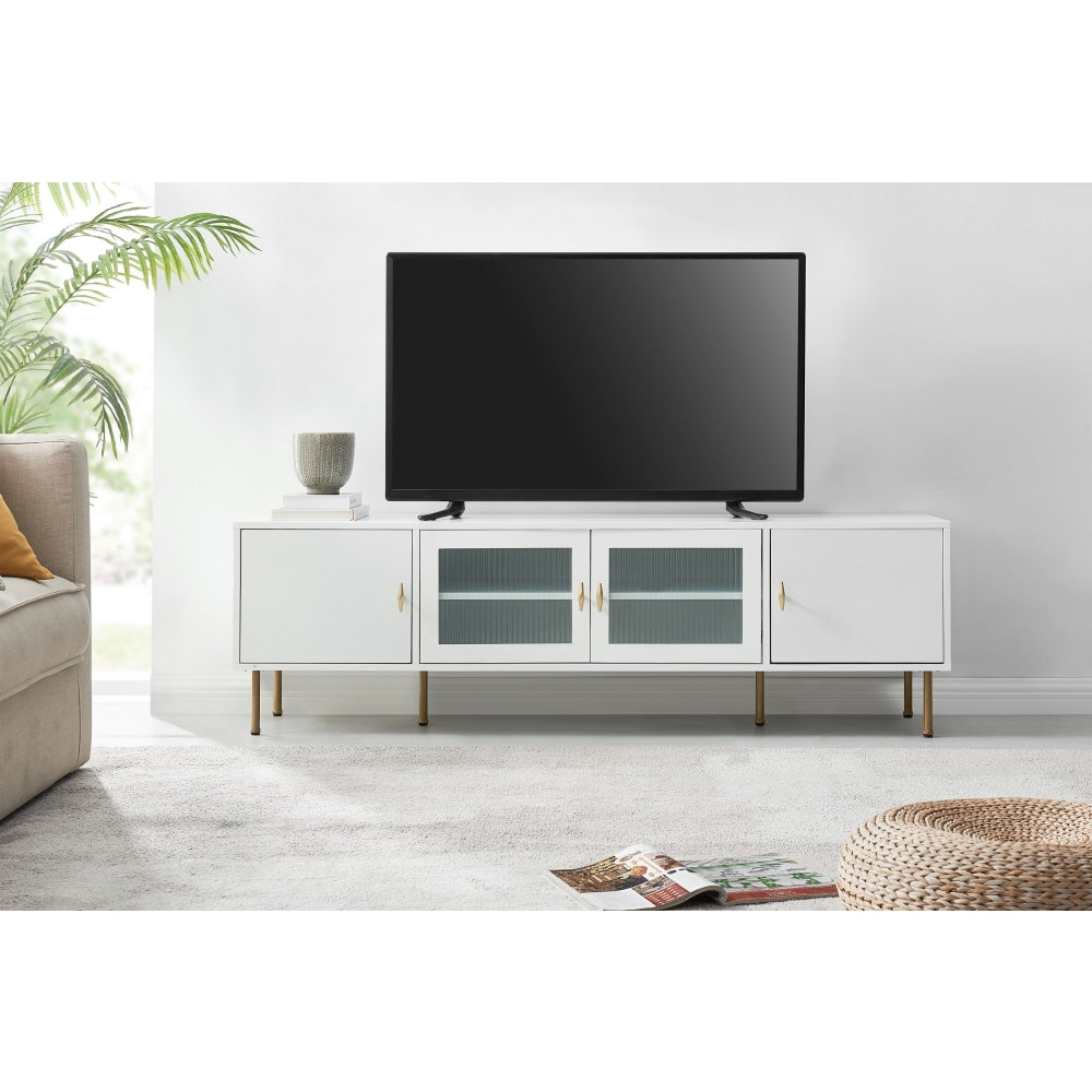 Edward Lowline Entertainment Unit TV Stand Storage Cabinet 160cm - White Fast shipping On sale