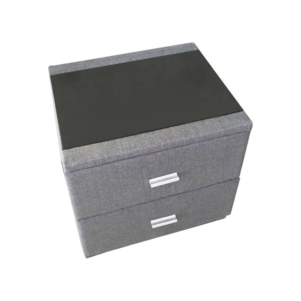 Elena Fabric 2-Drawers Bedside Nightstand Side Table - Light Grey Fast shipping On sale