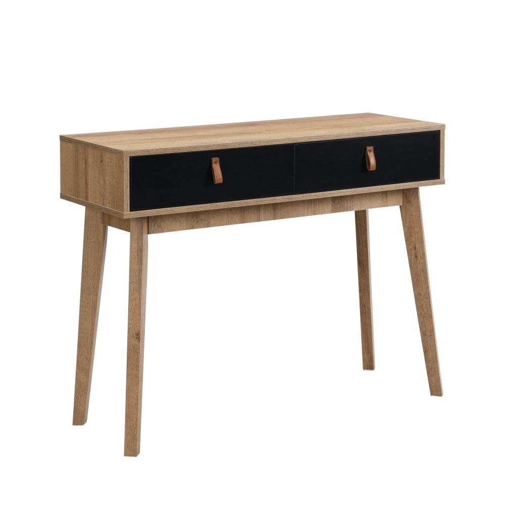 Eliana Modern Scandinavian Console Hall Table W/ 2-Drawers - Oak/Black Fast shipping On sale