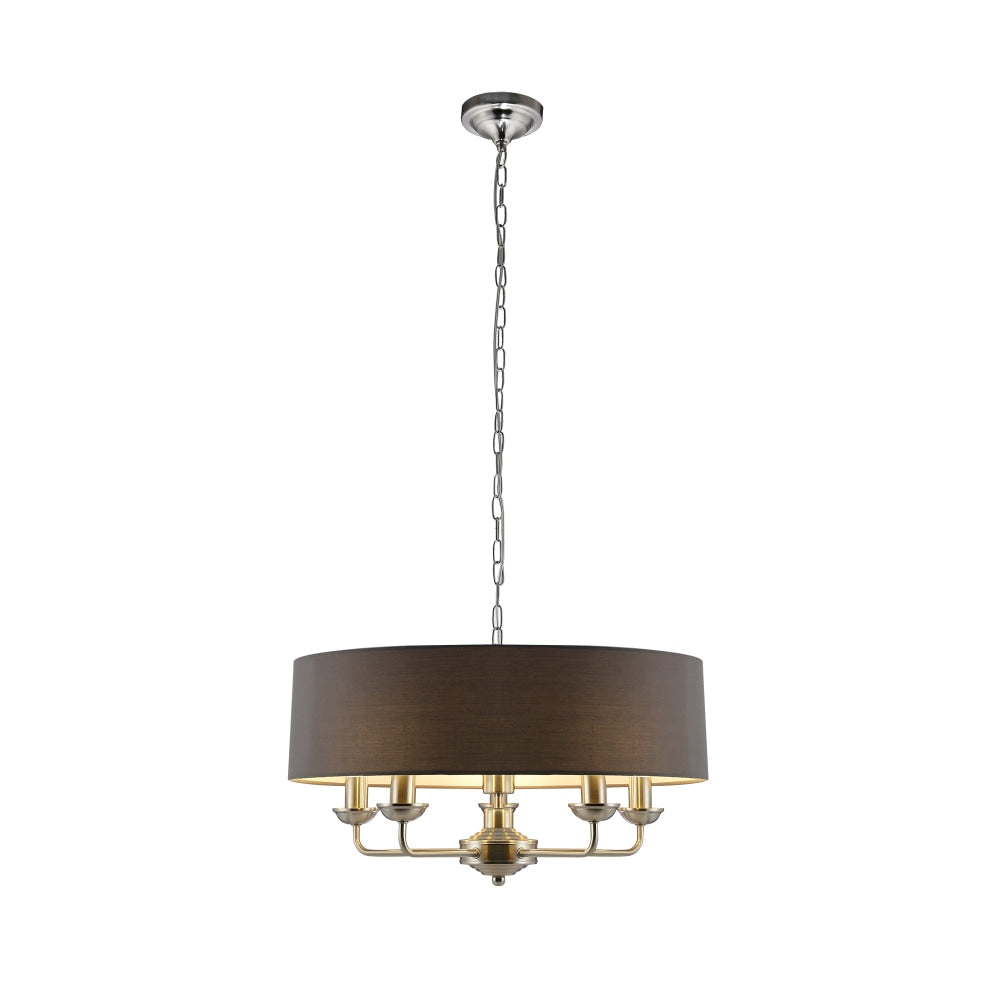 Elise Moden Hanging Chandelier Lamp Light Satin Nickel Grey Shade Large Chandeliers Fast shipping On sale