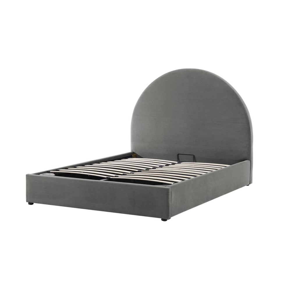 Eloise Curved Gas Lift Bed Frame - Light Grey King Fast shipping On sale