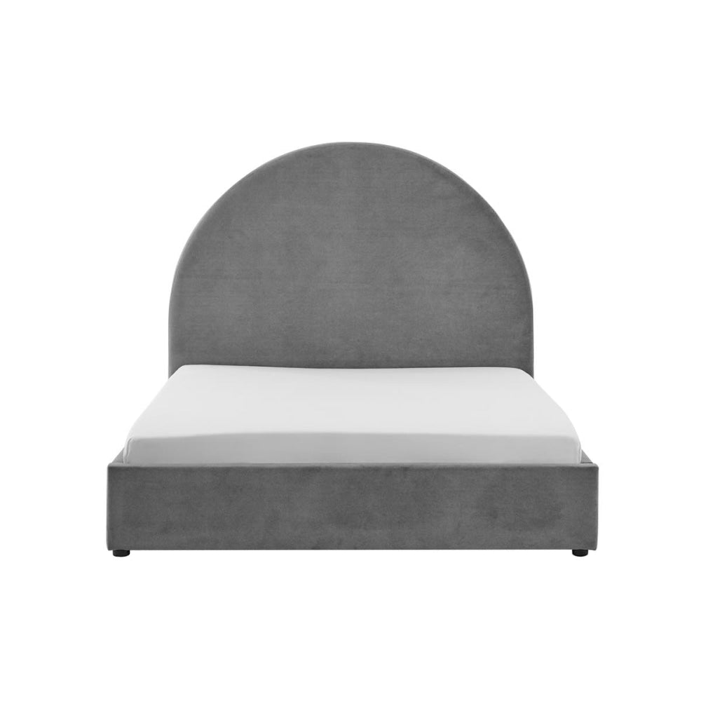 Eloise Curved Gas Lift Bed Frame - Light Grey King Fast shipping On sale