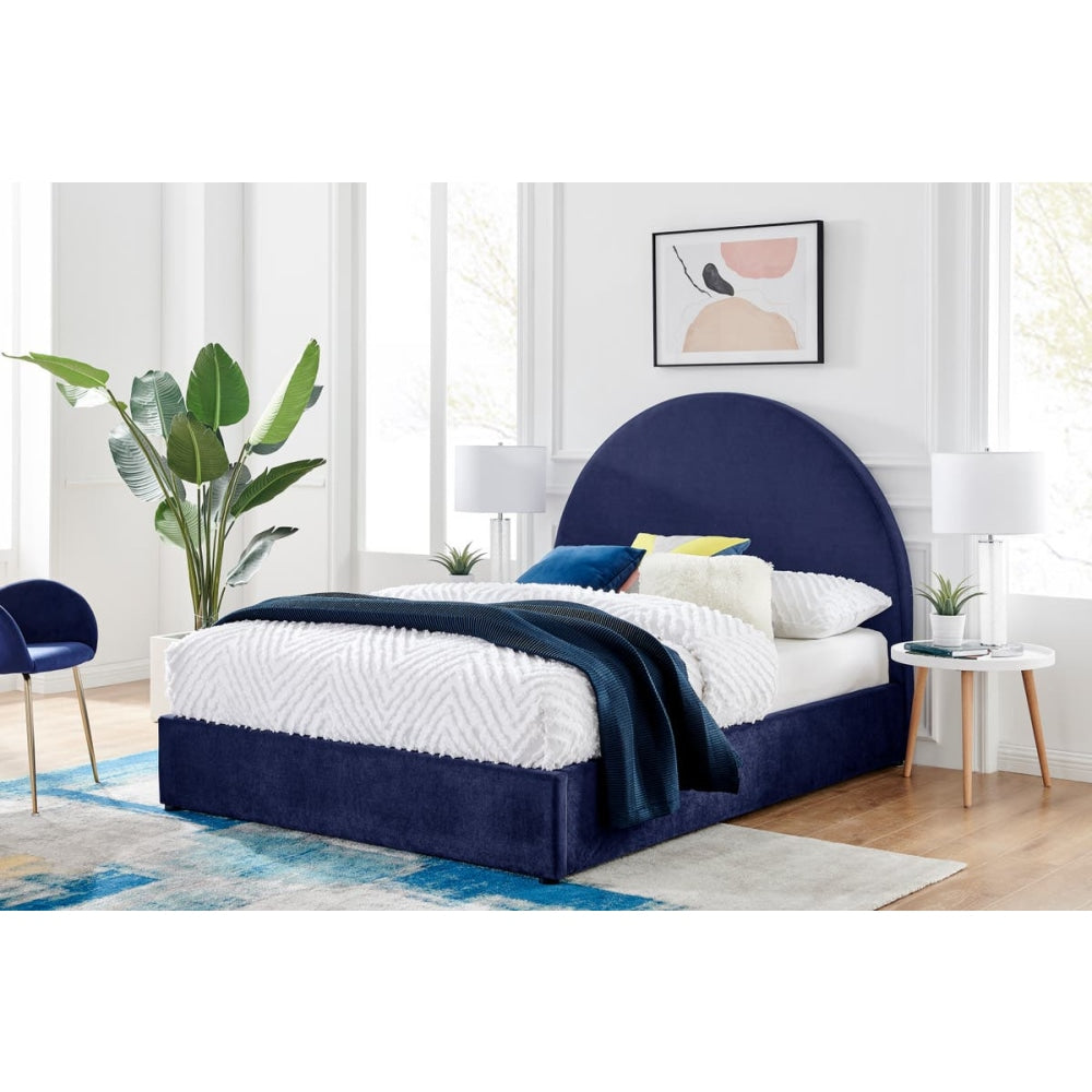 Eloise Curved Gas Lift Bed Frame - Navy King Fast shipping On sale