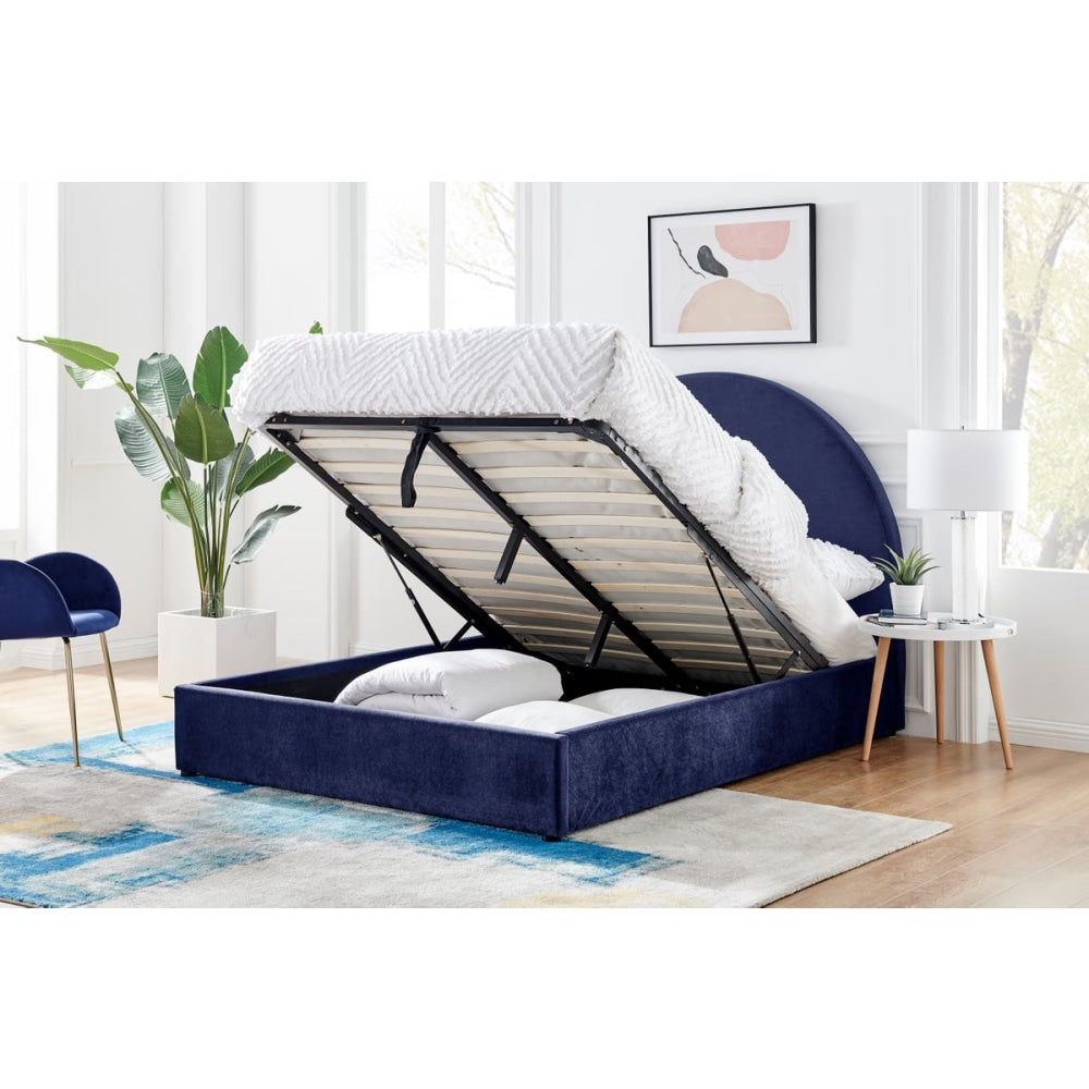 Eloise Curved Gas Lift Bed Frame - Navy King Fast shipping On sale