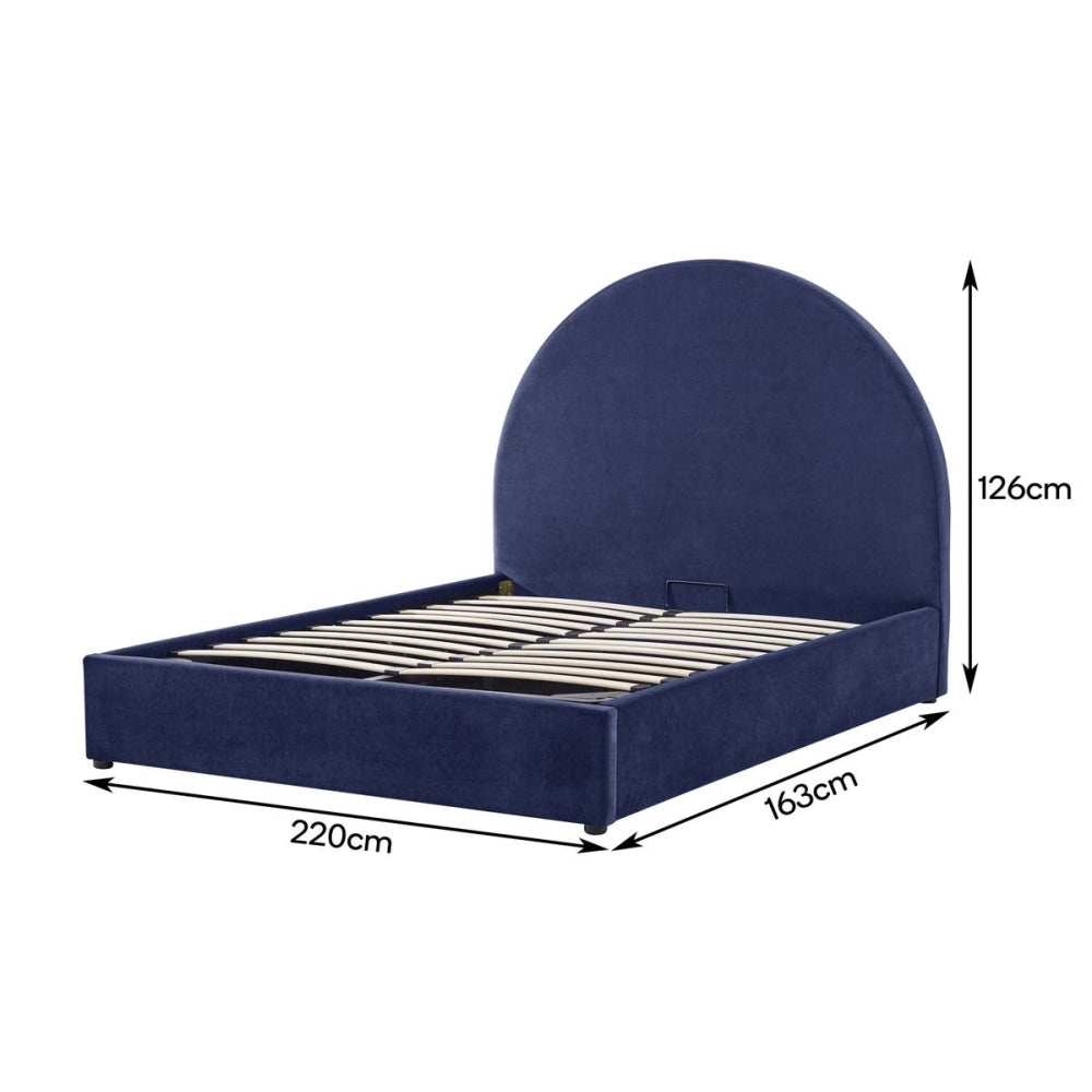 Eloise Curved Gas Lift Bed Frame - Navy King Fast shipping On sale