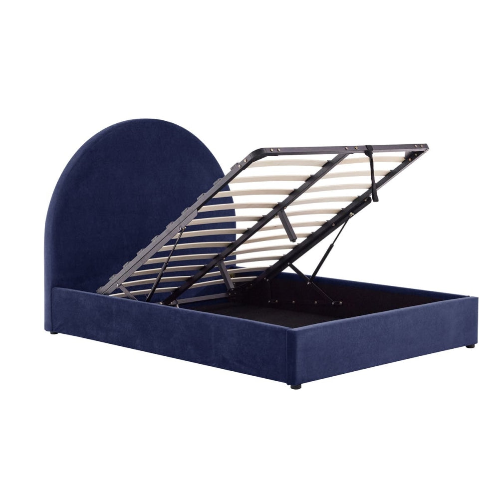 Eloise Curved Gas Lift Bed Frame - Navy King Fast shipping On sale