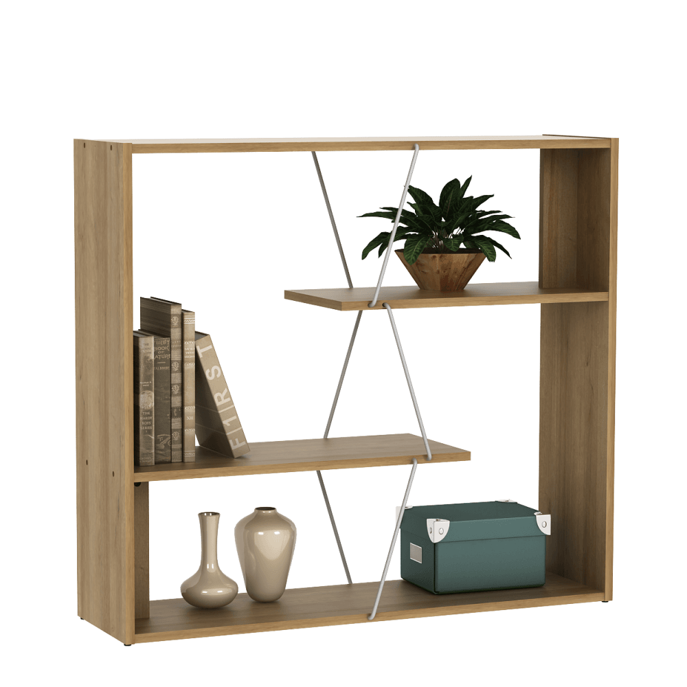 Eloise Modern Scandinavian 3-Tier Bookcase Display Shelf - Oak Fast shipping On sale
