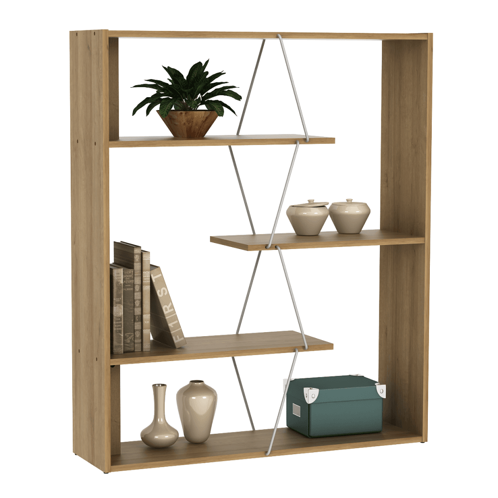 Eloise Modern Scandinavian 4-Tier Bookcase Display Shelf - Oak Fast shipping On sale