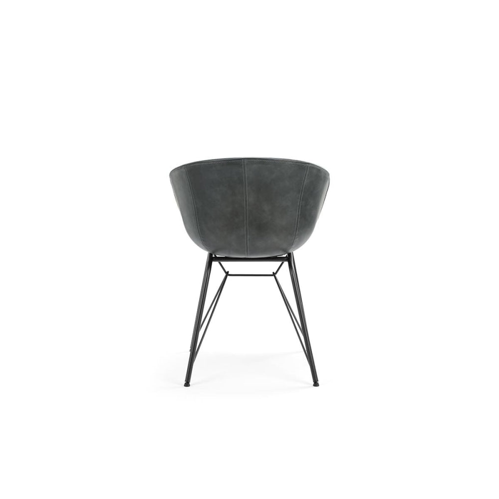 Emerson Premium PU Leather Kitchen Dining Chair Armchair - Charcoal Fast shipping On sale