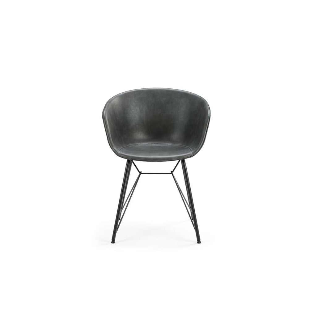Emerson Premium PU Leather Kitchen Dining Chair Armchair - Charcoal Fast shipping On sale