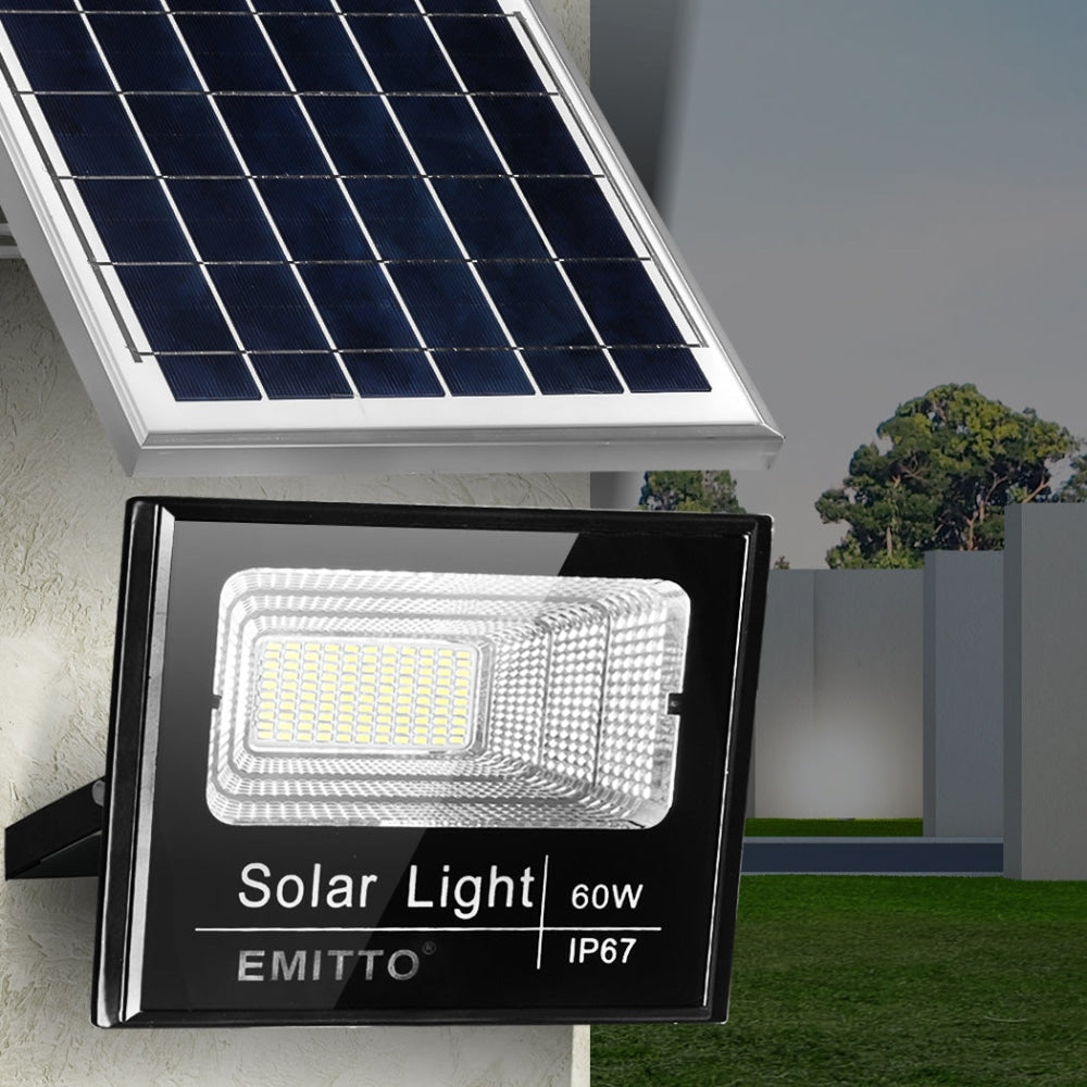 EMITTO LED Solar Lights Street Outdoor Garden Sensor Remote Security Lamp 60W Decor Fast shipping On sale