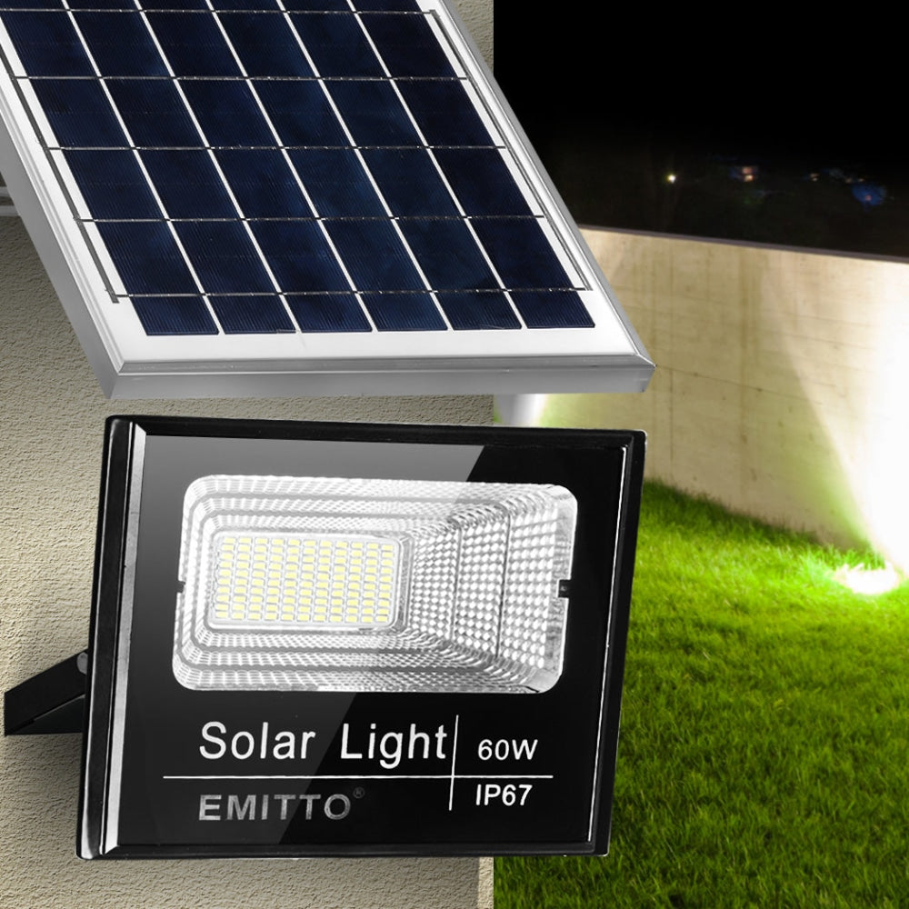 EMITTO LED Solar Lights Street Outdoor Garden Sensor Remote Security Lamp 60W Decor Fast shipping On sale