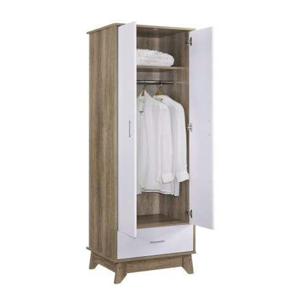 Endo 2-Door Wardrobe - Natural / White Fast shipping On sale