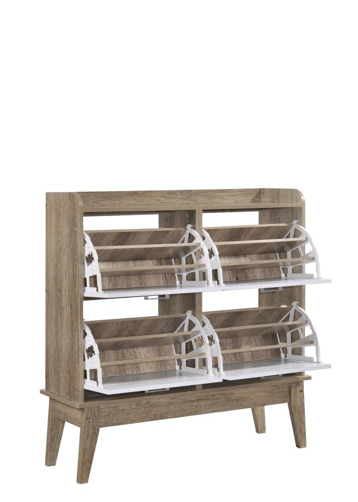 Endo 4 - Drawers 12 - Tiers Large Shoe Rack - Natural / White Cabinet Fast shipping On sale