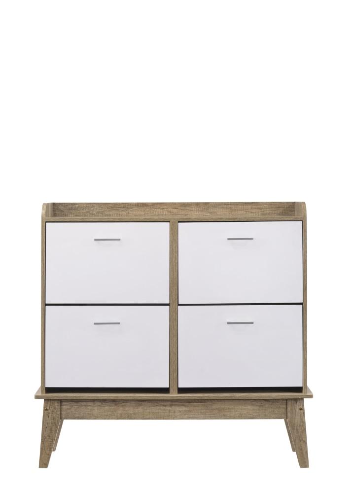 Endo 4-Drawers 12-Tiers Large Shoe Rack - Natural / White Cabinet Fast shipping On sale