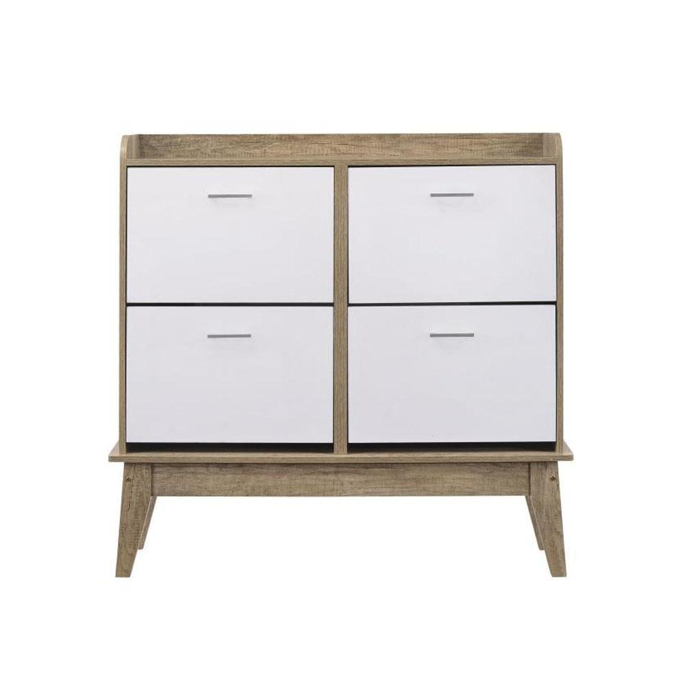 Endo 4 - Drawers 12 - Tiers Large Shoe Rack - Natural / White Cabinet Fast shipping On sale