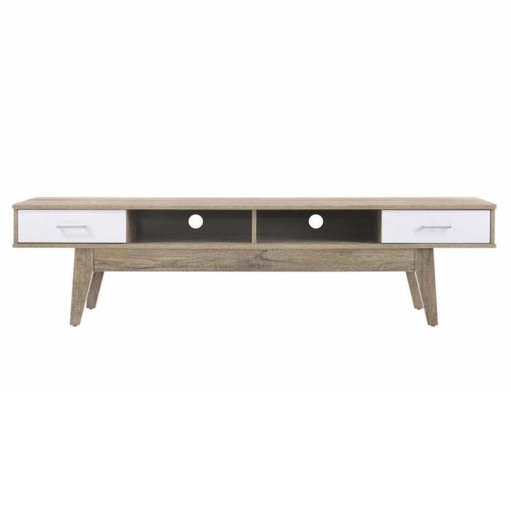 Endo Entertainment Unit TV Stand 180 W/ Drawers & Shelves cm - Natural / White Fast shipping On sale