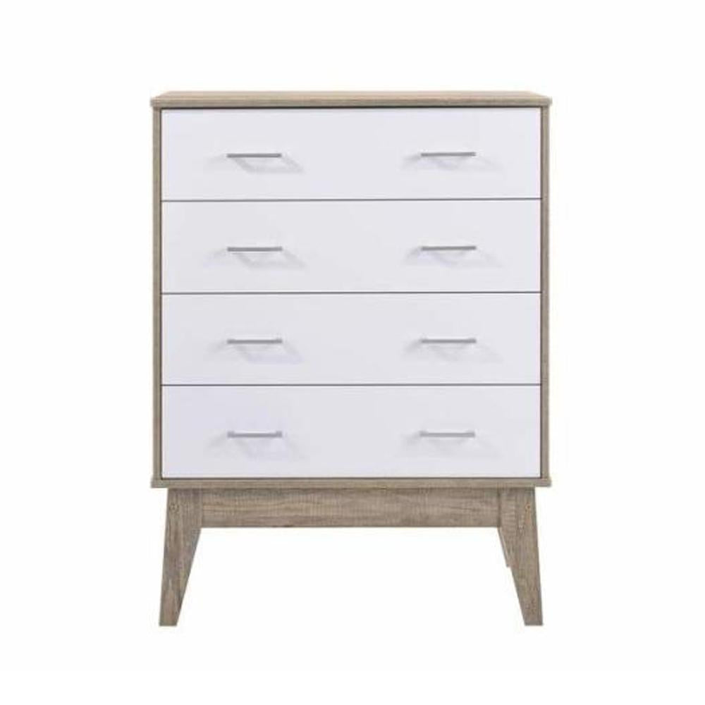 Endo Tallboy Chest of 4-Drawers Storage Cabinet - Natural / White Of Drawers Fast shipping On sale