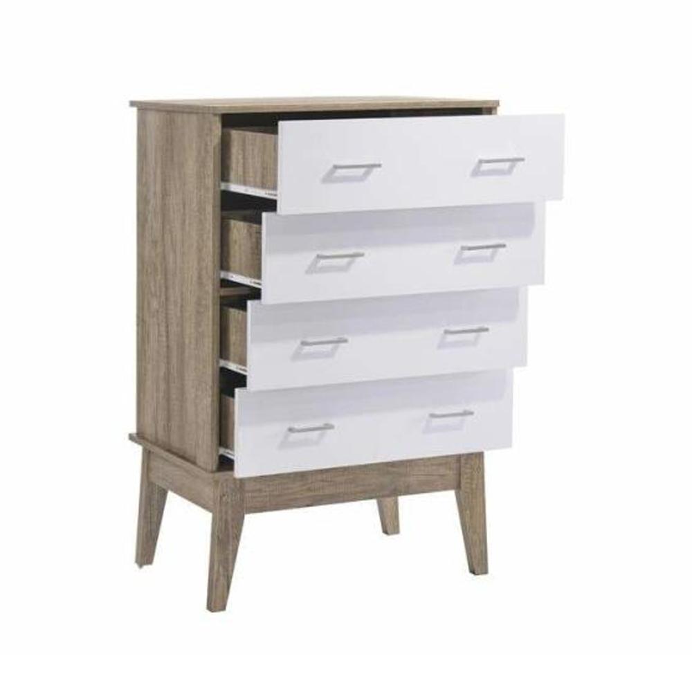 Endo Tallboy Chest of 4 - Drawers Storage Cabinet - Natural / White Of Drawers Fast shipping On sale
