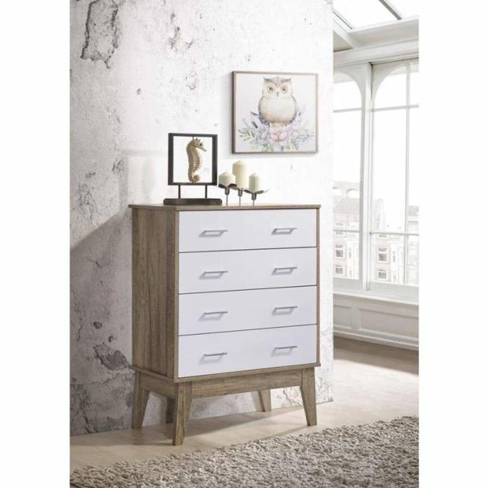 Endo Tallboy Chest of 4-Drawers Storage Cabinet - Natural / White Of Drawers Fast shipping On sale