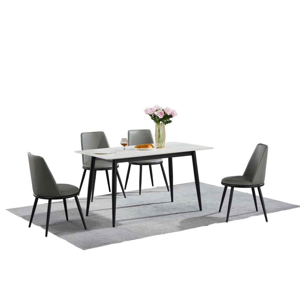 Eniko Rectangular Sintered Stone Dining Table 160cm - Black & White Fast shipping On sale