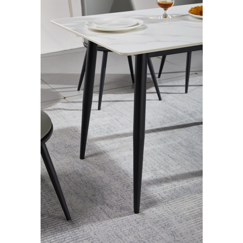 Eniko Rectangular Sintered Stone Dining Table 160cm - Black & White Fast shipping On sale