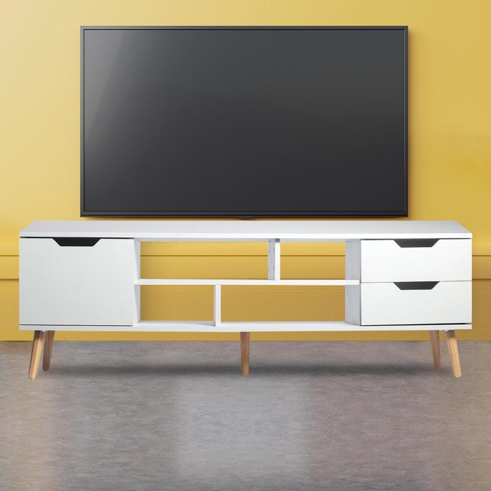 Entertainment Unit TV Stand Cabinet Storage Drawers Wooden Shelf 140cm White Fast shipping On sale