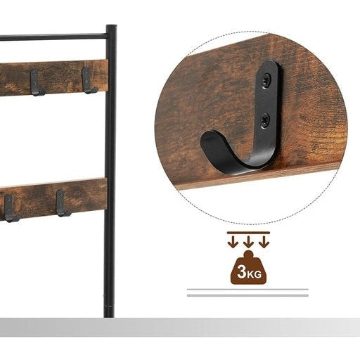 Entryway Hall Tree Coat Rack Stand 175cm Shoe Bench with Shelves Rustic Brown Fast shipping On sale