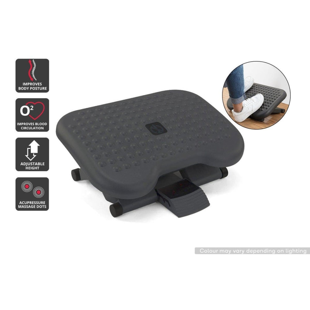 Ergonomic Adjustable Anti-Slip Massaging Footrest - Charcoal Office Accessories Fast shipping On sale