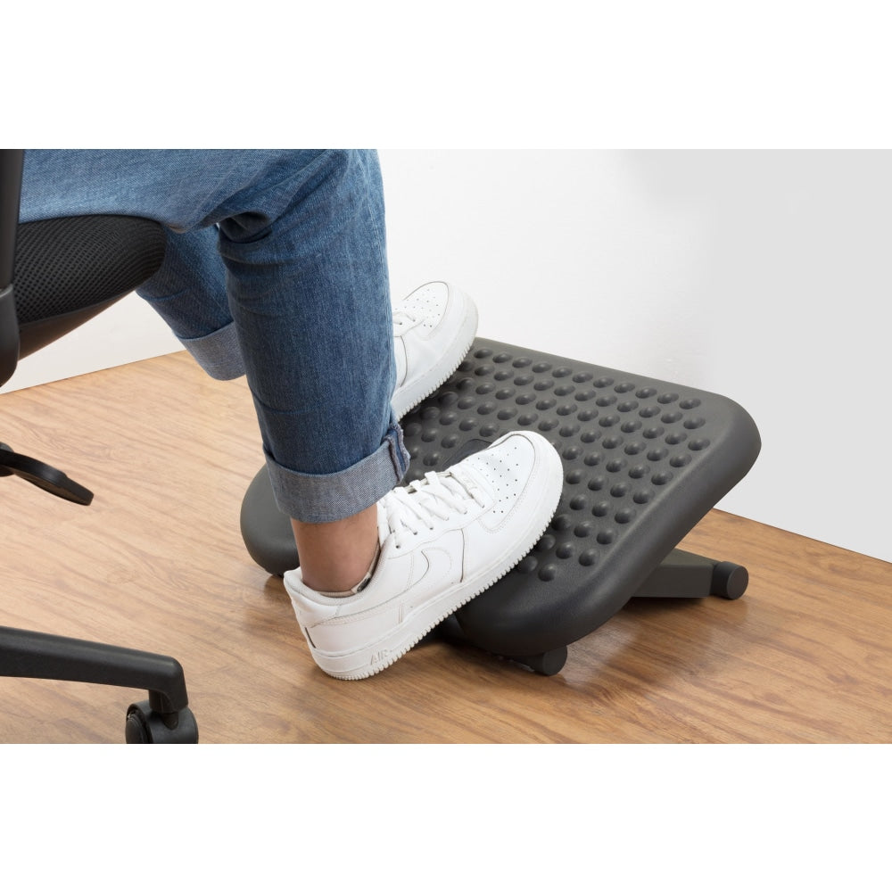 Ergonomic Adjustable Anti-Slip Massaging Footrest - Charcoal Office Accessories Fast shipping On sale