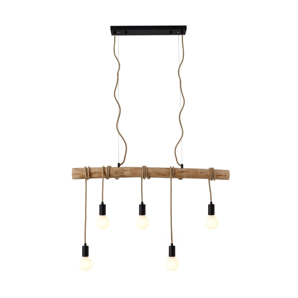 Evonne Timber Wood Pendant Lamp Light Black/Natural Fast shipping On sale