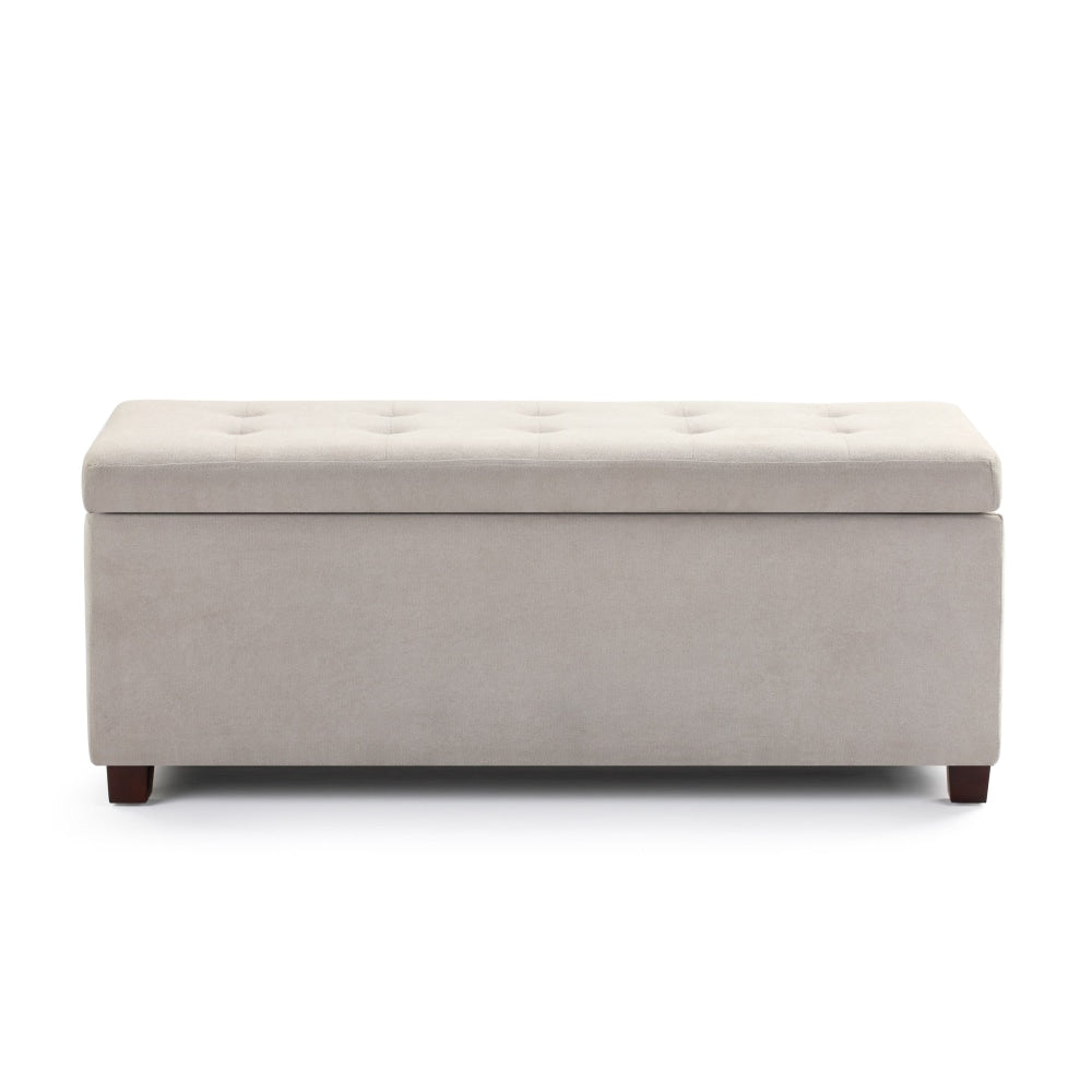 Fabric Storage Box Ottoman Foot Stool Bench - Beige Fast shipping On sale
