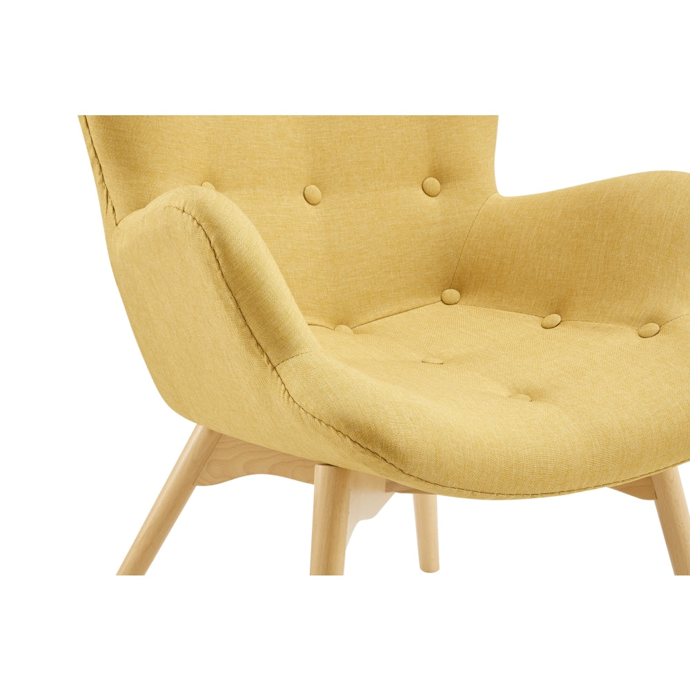 Featherston Replica Fabric Contour Relaxing Lounge Armchair - Mustard Chair Fast shipping On sale