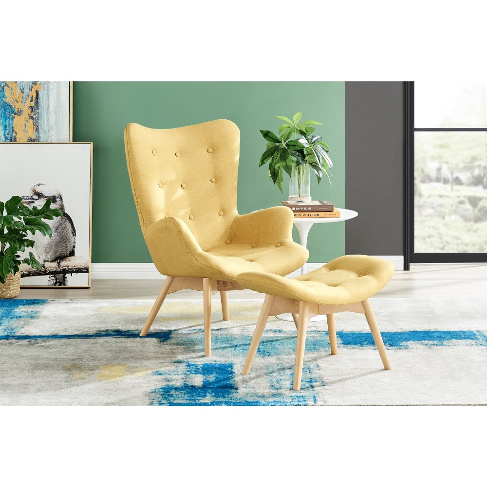 Featherston Replica Fabric Contour Relaxing Lounge Armchair - Mustard Chair Fast shipping On sale