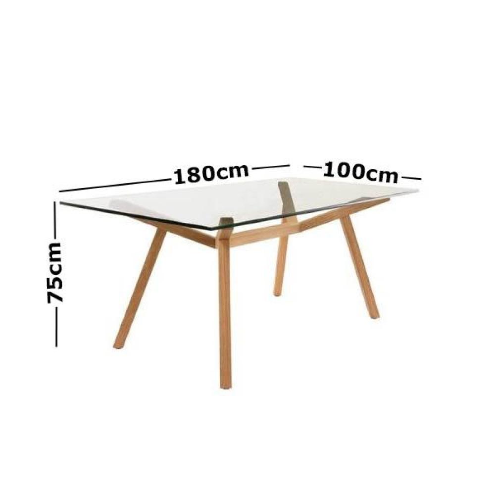 Finland Modern Scandinavian Rectangular Dining Table 180cm - Glass Top - Natural Fast shipping On sale
